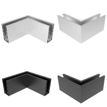 Aluminium Außenecke / Innenecke 90° für U ECO Bodenprofil Ganzglasgeländer Schwarz / Elox